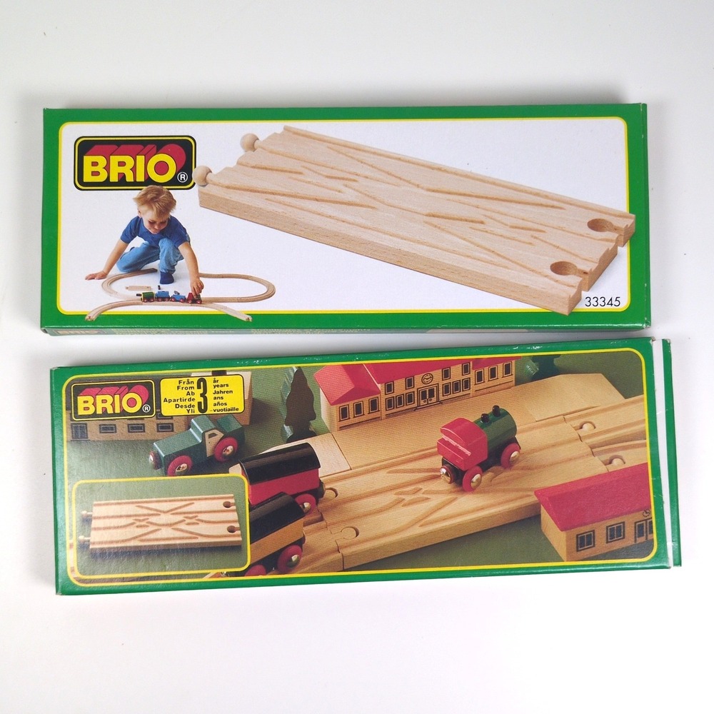 Vtg 90s Brio Switching and Crossing Train Track Wood 33345 New Box NOS